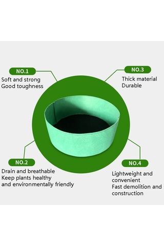 80x30cm 150l Keçe Dikim Varil Kapalı Dış Yuvarlak Bitki Çantası Dokumasız Fide Çantası Siyah