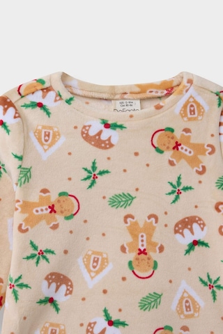 Defacto Erkek Bebek Pijama Takımı Yılbaşı Temalı Uzun Kollu Velur Üst Uzun Alt F5561a525wnbg358 Bej-bg358