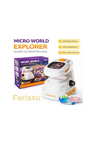 Çocuklar İçin Dijital Mikroskop 1000x Hd Ekranlı, Led Işıklı, Type-c Şarjlı Eğitim Seti
