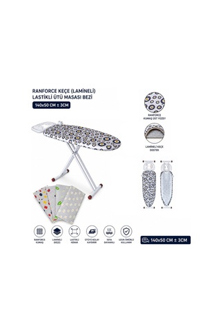 2 Adet Ranforce Keçe Ütü Masası Bezi Lastikli Lamineli Keçe Destekli Ütü Bezi 140x50 Cm Ranforce Ironing Board Cover Ironing Pad Diğer