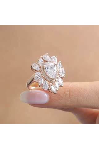 Mia Vento Effective Diamond İstanbul İhtişamı Rose Renk Işıltılı Gümüş Yüzük
