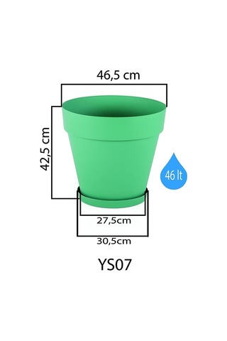 Yalı Saksı Drenaj Aparatlı Tabaklı Dekoratif Saksı 46,5cm, 46 Litre Antrasit Diğer