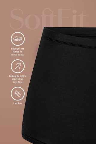Auw Kadın Lastiksiz Pamuklu Modal Basic Boyshort 6'lı - Softfit Siyah