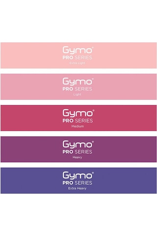 Gymo Pro Series Çantalı Direnç Bandı Fitness Pilates Esnetme Lastiği 5'li Set Mor
