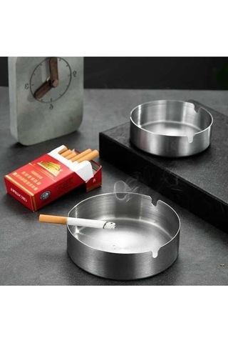 Ulzyvf Yuvarlak Yeşil Üstü Taşınabilir Sigara Küllüğü Sigara Paslanmaz Metal Masa Küllüğü Kül İçin İçen Gümüş Çelik Rp