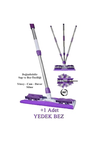 Sihirli Mandallı Mop Teleskopik Saplı Yer Yüzey Cam Duvar Mopu