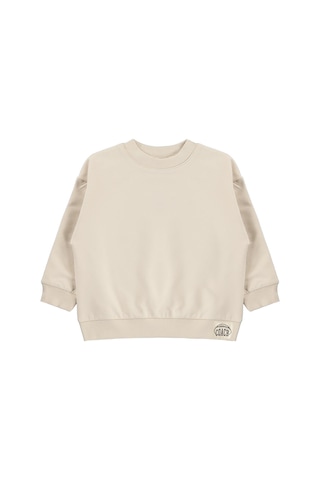 Civil Boys Civil Erkek Çocuk Basic Sweatshirt Fırçalı 2 İp Uzun Kol Okul Kreş Ve Günlük Kullanım - Bej Taş Rengi