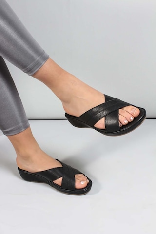 Fast Step Hakiki Deri Kadın Düz Terlik 864zar03 001