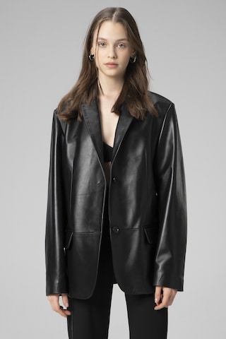 Siyah Dericlub Wm005 Blazer Kadın Deri Ceket