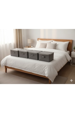 4'lü Gri Çorap Hurcu Çok Amaçlı Dolap Içi Ve Çekmece Içi Düzenleyici 29x24x17 Cm Gri