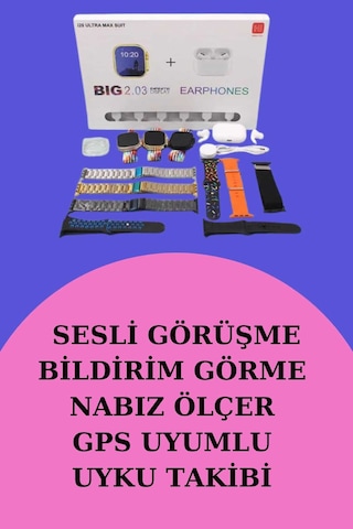 Akıllı Saat Bluetooth Kulaklık HBildirim Görme Sesli Görüşme Çoklu Kordon