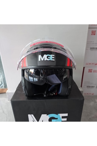 Çenesiz Kask Jk528-1 Mge Vizörlü Mat Siyah Kırmızı L Mat Kırmızı - Siyah