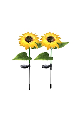 Qingmipy 2'li Ayçiçeği Şekilli Güneş Enerjili Bahçe Aydınlatma Lambaları, Otomatik Açma/kapama, Su Geçirmez, Patio Ve Çim Alanlar İçin Dekoratif Aydınlatma Ilık Beyaz