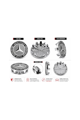 Mercedes Jant Göbeği Göbek Kapağı 4 Adet Jant Orta Kapak