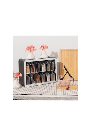 Standlı Baharatlık Takımı, Kaşıklı Ve Kapaklı, 12'li Set Çok Renkli