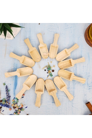 Nergis Ahşap Tahta Servis Baharat Şeker Kahve Reçel Kaşığı 12 Li