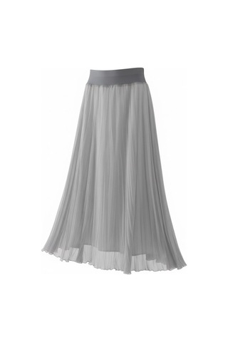 Eren Style Şifon İçi Astarlı Beli Lastikli Etek 95 Cm - 38-52 Gri