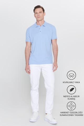 AC&Co / Altınyıldız Classics Altinyildiz Classics Erkek Açık Mavi Slim Fit Dar Kesim Polo Yaka %100 Pamuk Tişört 4A4820200001amvXL Açık Mavi - Mavi
