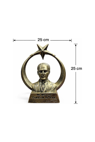 Atatürk Ayyıldız Biblo Heykel Sarı Eskitme
