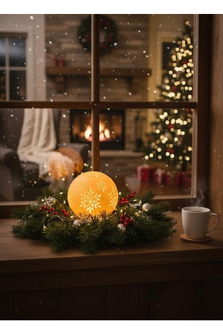Christmas Serisi Kartopu Mumluk - Dekoratif Aydınlatma - Ev Dekorasyon - Dekoratif Beyaz Mumluk Beyaz Sku: Smgstk5cb6e21ddc Açık Altın