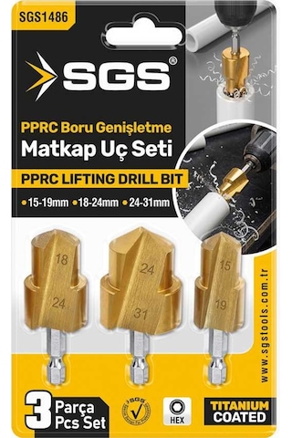 Sgs Pprc Boru Genişletme Matkap Ucu Seti 15-19/18-24/24-31mm Sgs1486
