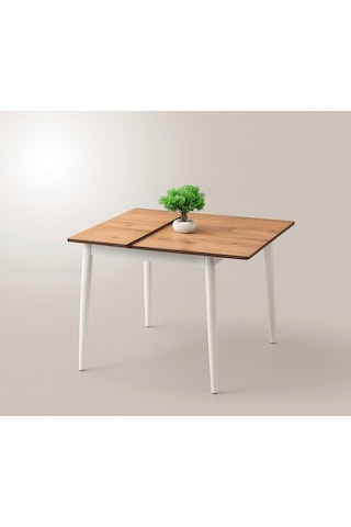Yanlardan Açılır Büyüyen Yemek Masası Meşe-beyaz 75x80cm