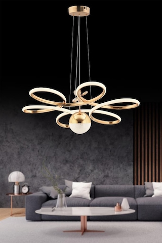 İstanbul Avize Papatya Gold 3 Renk Ledli Kumandalı Modern Led Avize Gold