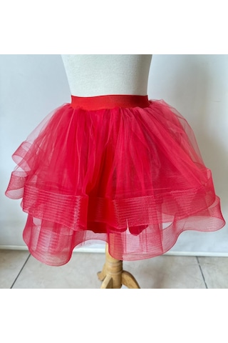 Gala Katkatlı Kız Çocuk Tütülü Etek Kırmızı