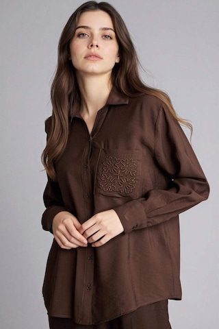 Defacto Relax Fıt Krinkıl Kumaş Gömlek G9133ax26spbn539 Kahve-bn539