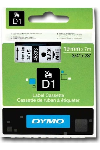Dymo 45803 Beyaz Siyah D1 Yedek Şerit 19 Mm X 7 Mt