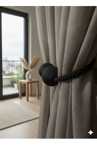 Mıknatıslı Perde Bağlama Aparat Aksesuarı Braçol Siyah