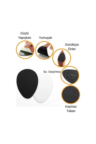Siolanzi Ayakkabı Altı Yapışkanlı Kaydırmaz Ped 2 Adet Siyah