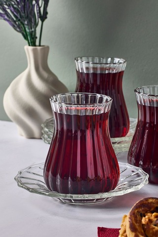 Perotti 12 Parça Çay Takımı Harmancık Sade 18035 Şeffaf
