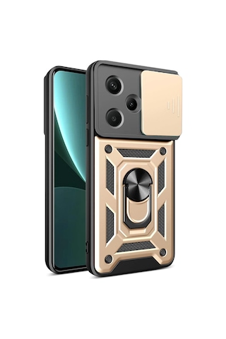 Xiaomi Redmi Note 13 Pro Plus Kılıf Pars Lens Sürgülü Yüzüklü Standlı Korumalı Kılıf
