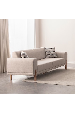 Eymense Mocha Sırt Mekanizmalı Kanepe Üçlü Koltuk Krem