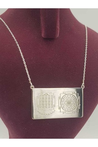 Vog Unisex Çift Yönlü Vashikaran&kuber Yantra Aşk,para,sağlık.başarı,şans Mıknatısı Gümüş Kolye