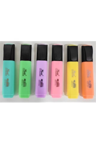 Masis Pastel Renk Fosforlu İşaretleme Kalemi 6'lı Set Çok Renkli