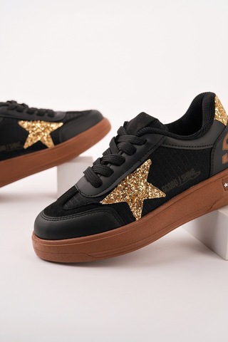 Muggo Galaxy Yıldız Detaylı Bağcıklı Çocuk Günlük Sneaker Spor Ayakkabı Siyah