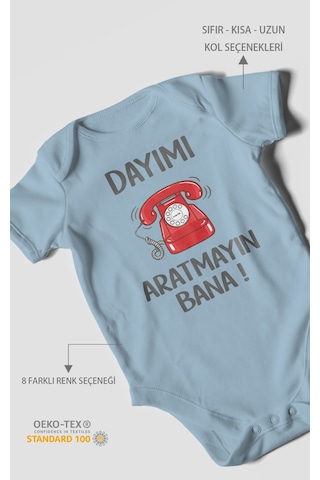 Morivokids Dayımı Aratmayın Bana Kısa Kollu Bebek Body %100 Pamuk Bebe Mavisi
