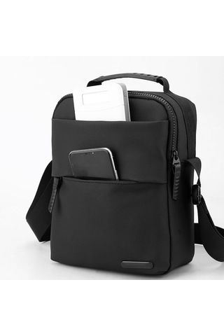 Siyah Çapraz Kol Taşıma Faturası Omuz Çantası Su Geçirmez Rahat Basit Omuz Çantası Trendy Erkek Çantası Siyah