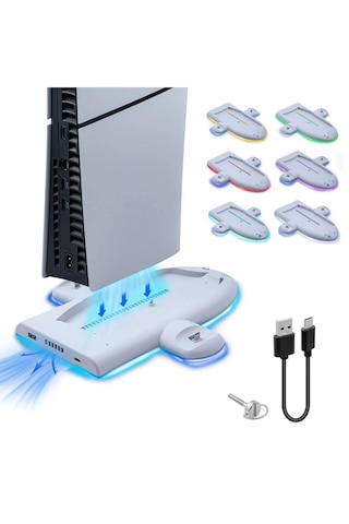 Ps5 Slim & Ps5 Slim Dijital Uyumlu Rgb Işıklı Soğutucu Fanlı Şarj