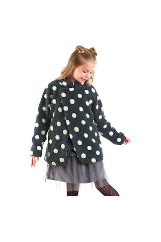 Denokids Beyaz Puantiye Kız Çocuk Füme Mont Palto Renkli