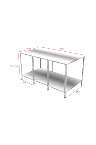 2 Katlı Galvaniz Paketleme Masası - Atölye, Depo, Hobi Çalışma Masası 177x93 Cm-75 Cm Galvaniz