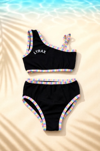 Beniizle Lyrax Baskılı Kız Çocuk Bikini Takımı Siyah