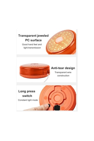 Artfulabode Usb Turuncu Sıcak Şarj Renkli Ölçüm Mekan Led Kamp Kamp Işığı Işığı Edilebilir Dış Depolama Çıtalı Çadır Atmosferip + Nv Turuncu