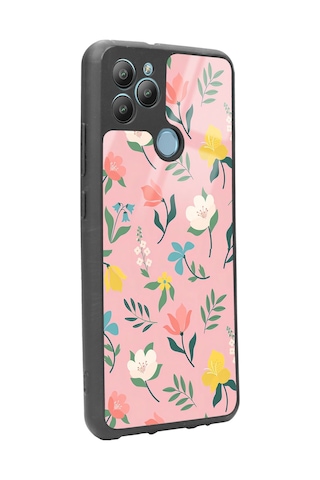 General Mobile Gm 22 Plus Pinky Flowers Tasarımlı Glossy Telefon Kılıfı Çok Renkli
