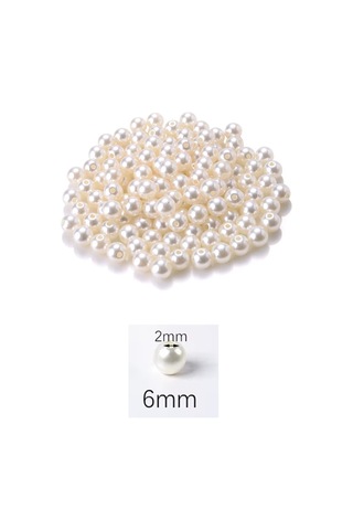 1.000 Gram 1 Kg. 6mm Krem Renk Plastik İnci Boncuk Çanta Ve Takı Yapım Boncuğu 7.500 Adet