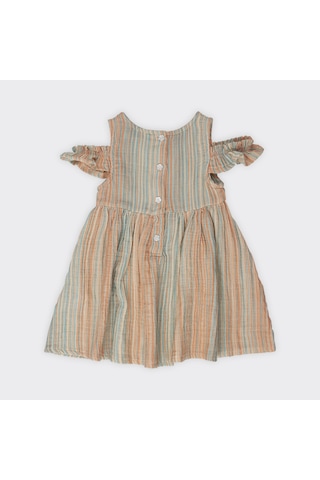 Kız Çocuk Çizgi Desenli Elbise 2411gb26049-4343 001