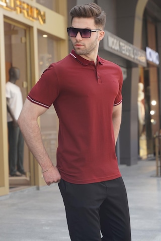 Madmext Bordo Polo Yaka Erkek Tişört 6113-bordo Bordo