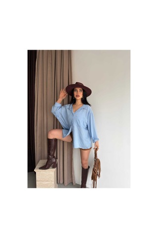 Unika Boutique Salaş Stil Gömlek Mavi